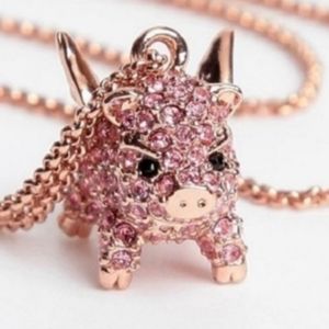 NWT Kate Spade Imagination Pavé Mini Pendant Flying Pig Necklace